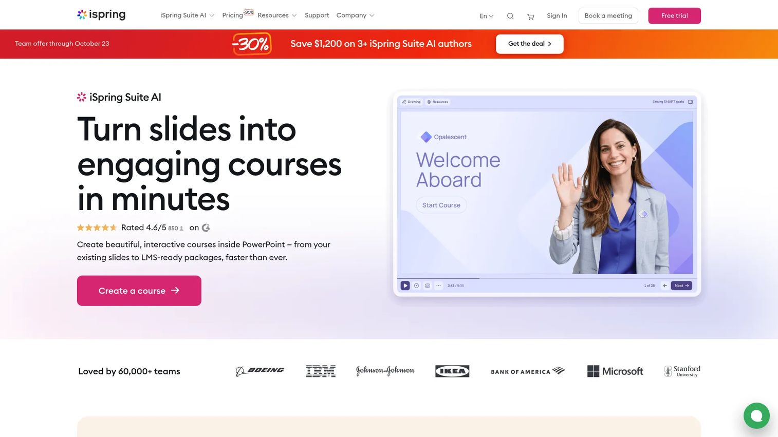 iSpring Suite AI course authoring interface