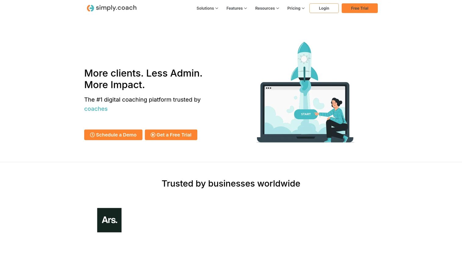 Simply.Coach platform showing coach dashboard and client management interface