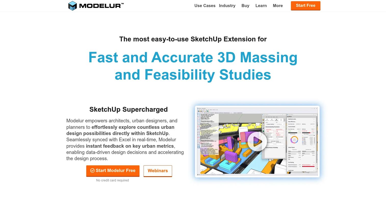 MODELUR analyzing urban design metrics in SketchUp.