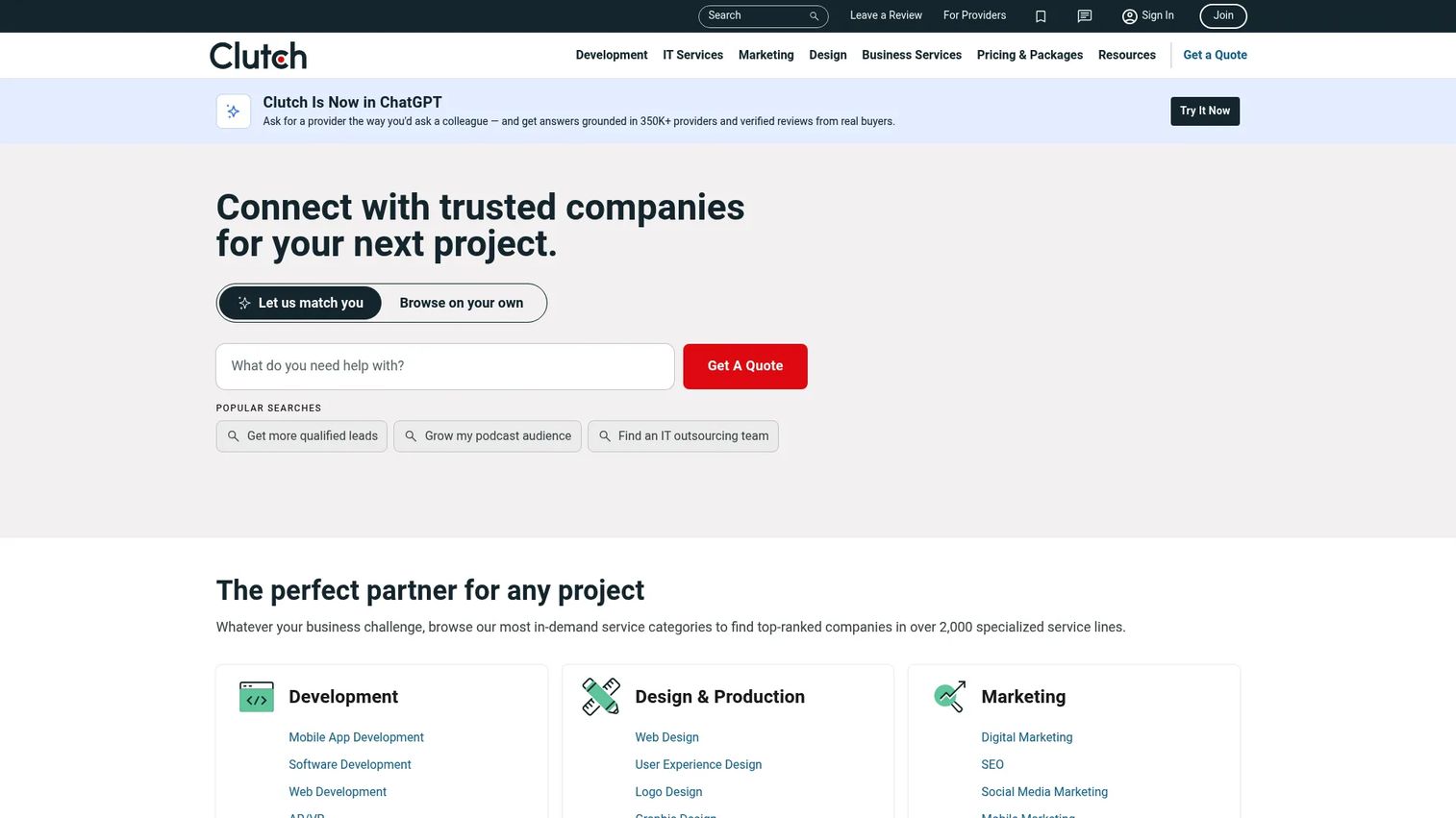 Clutch B2B services review platform