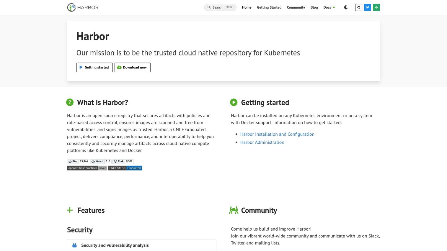 Harbor cloud native registry security interface