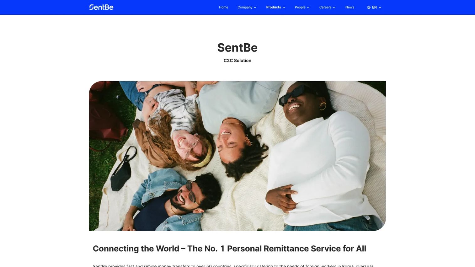 SentBe homepage screenshot