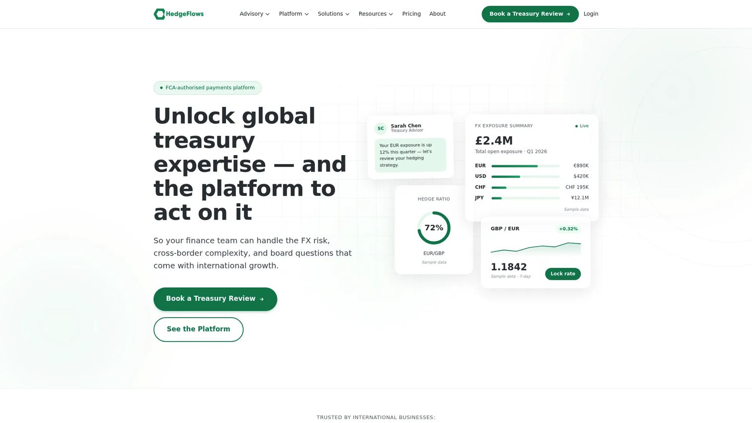 HedgeFlows FX exposure monitoring and hedging software