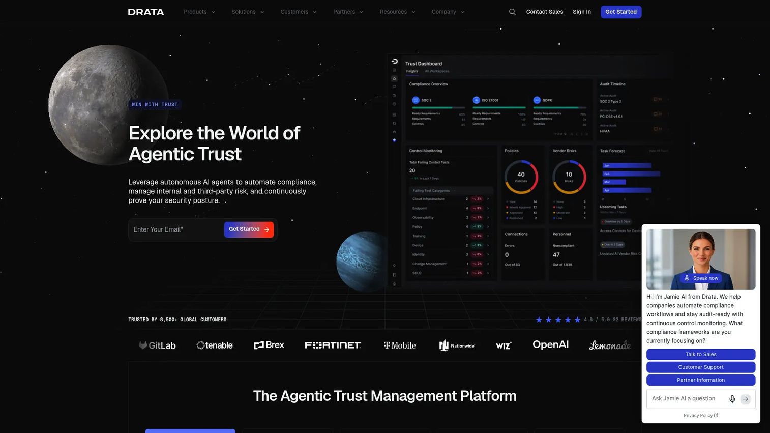 Drata compliance automation dashboard for evidence and control monitoring.