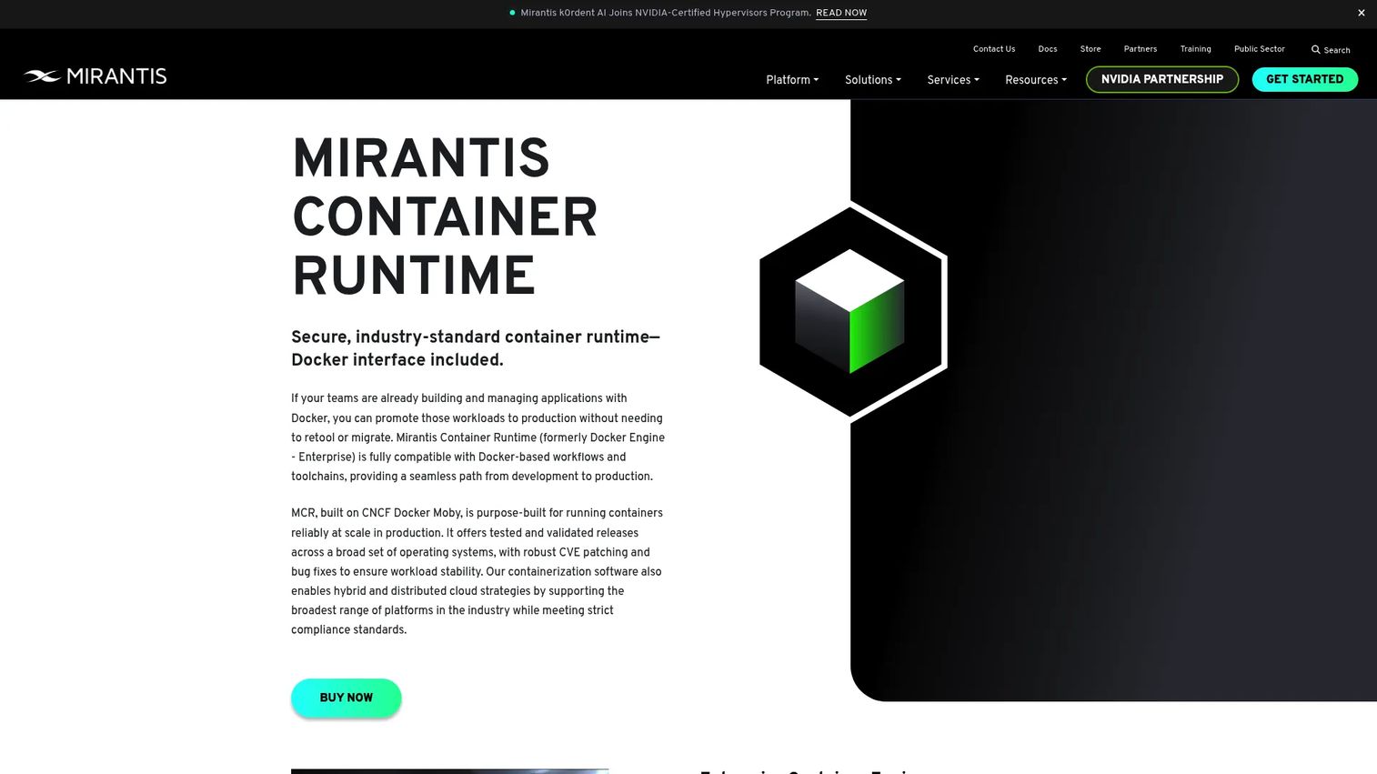 Mirantis Container Runtime deployment architecture for enterprise container operations.