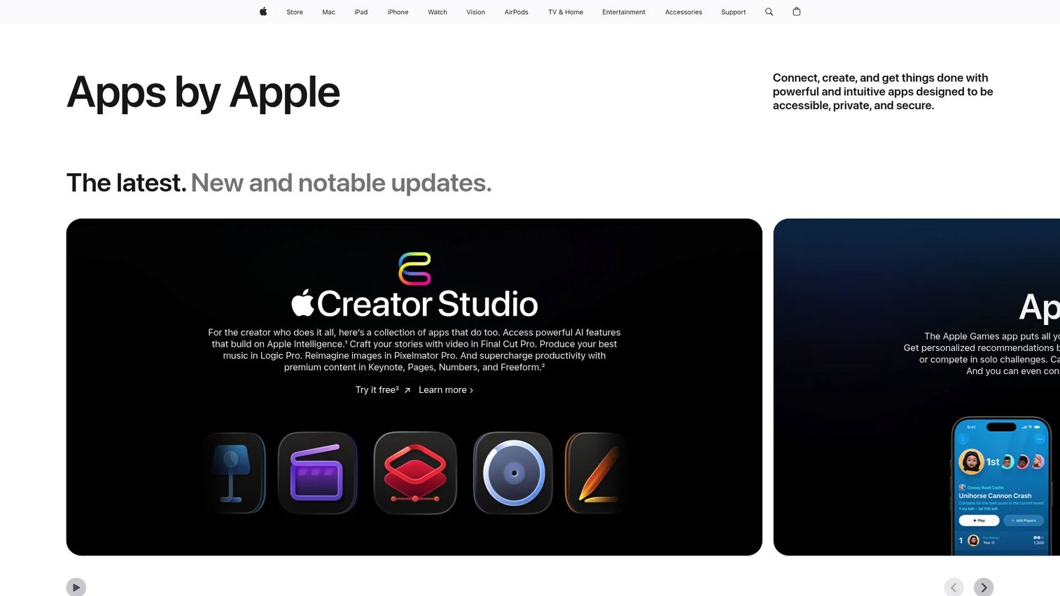 iWork homepage screenshot