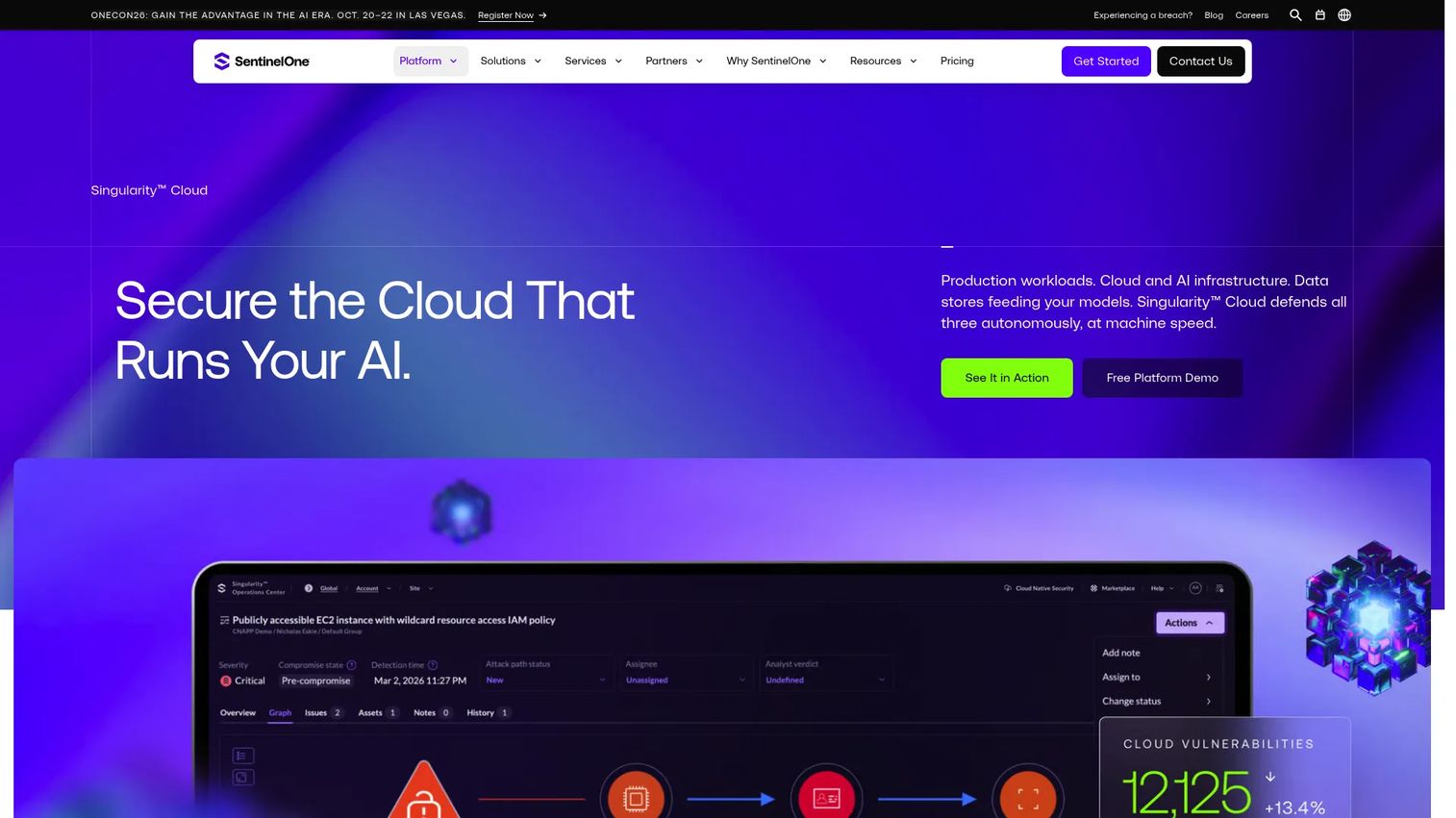 SentinelOne Singularity Cloud Security posture management dashboard