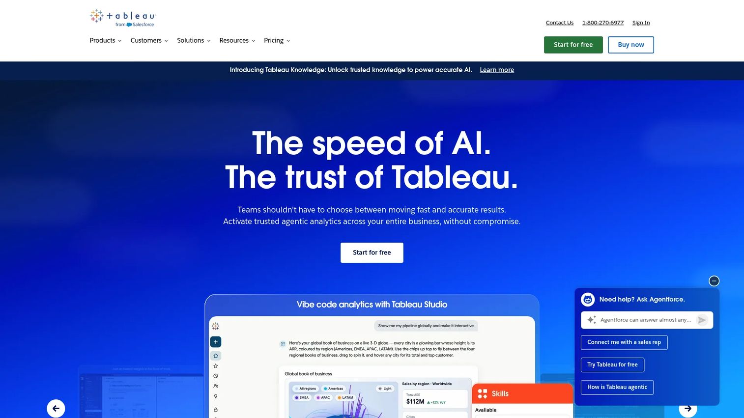 Tableau dashboard for interactive big data analysis and visualization