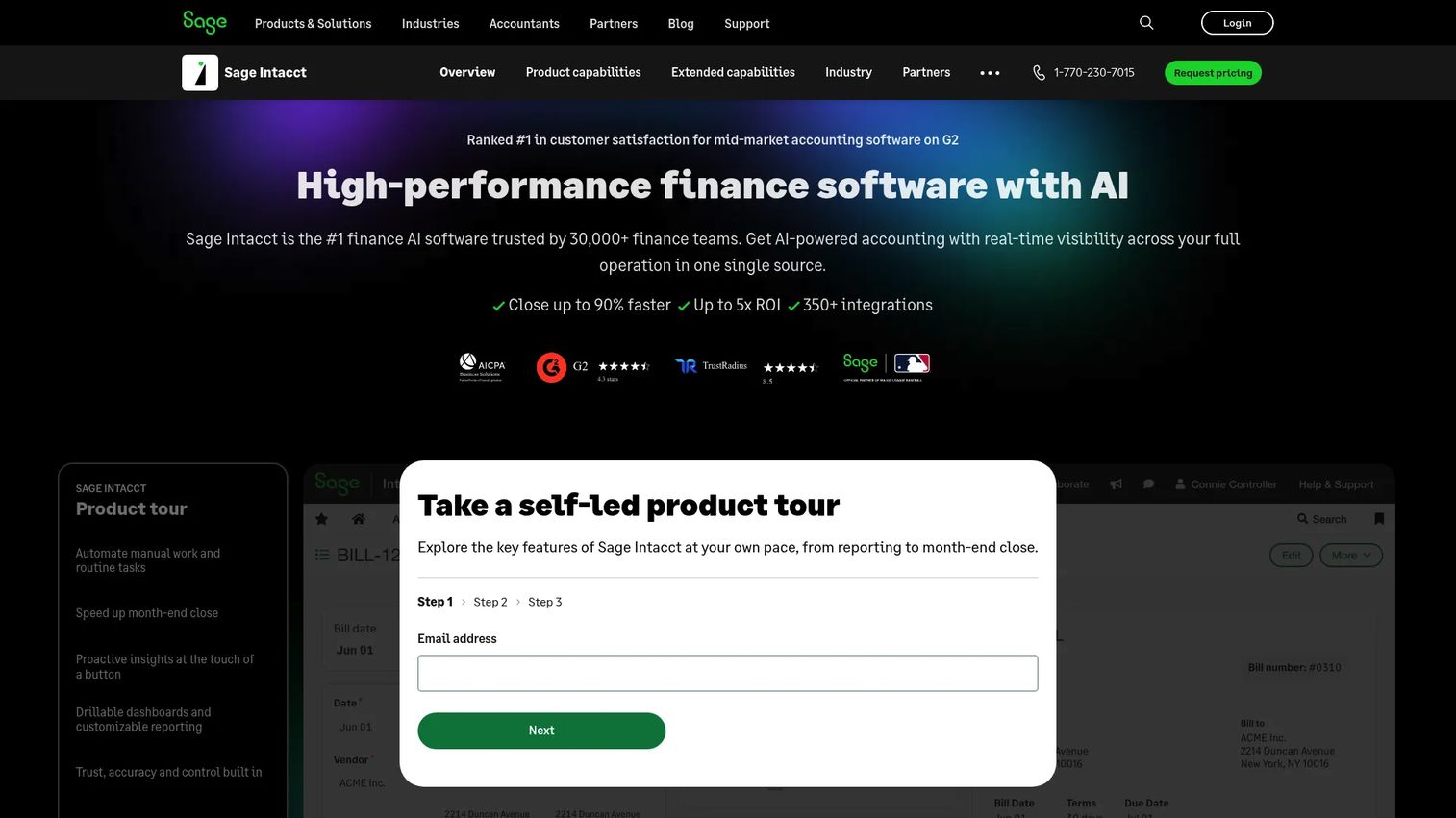 Sage Intacct financial dashboard with multi-entity reporting