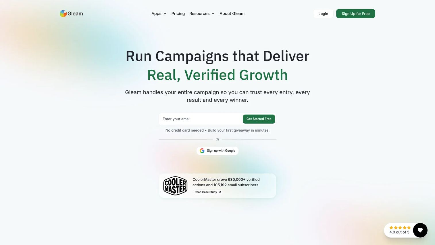 Gleam giveaway widget with multiple entry methods