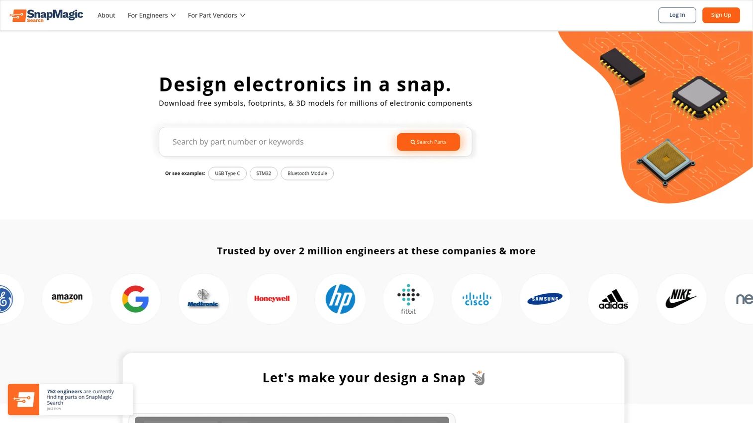 SnapEDA electronics component CAD library