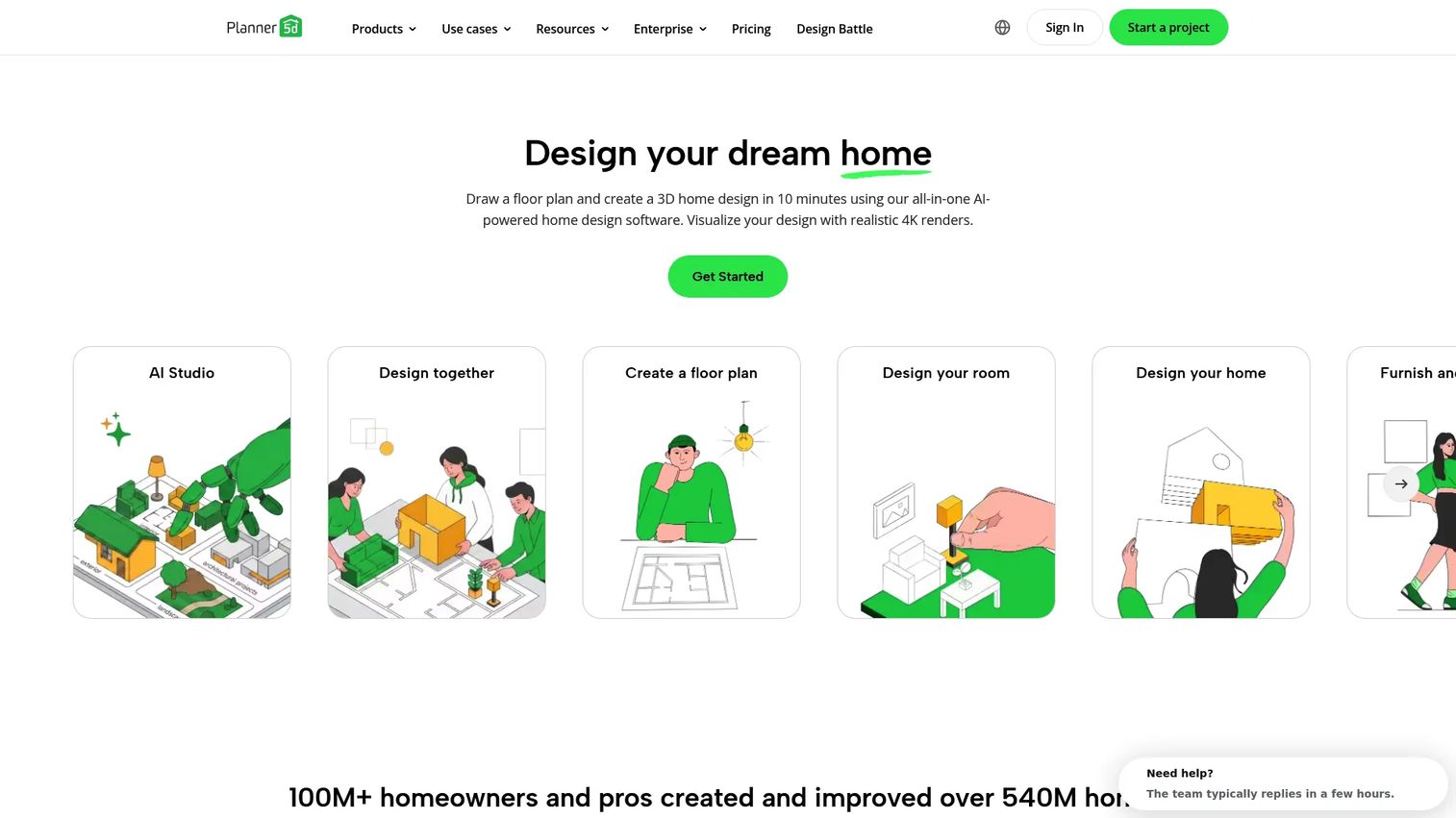 Planner 5D backyard design interface