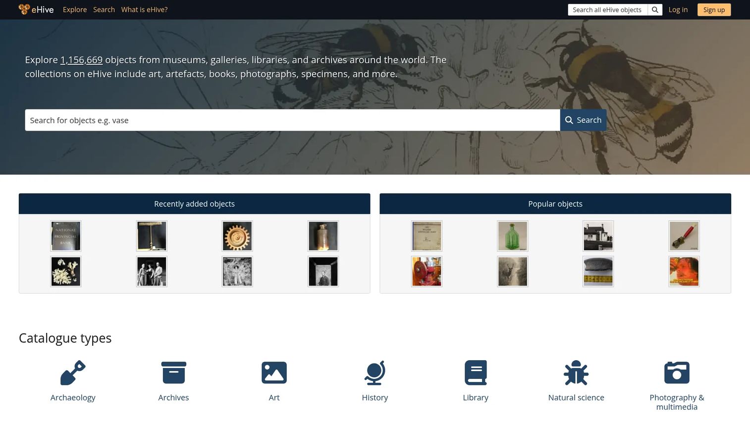 eHive online collection cataloging and public access software
