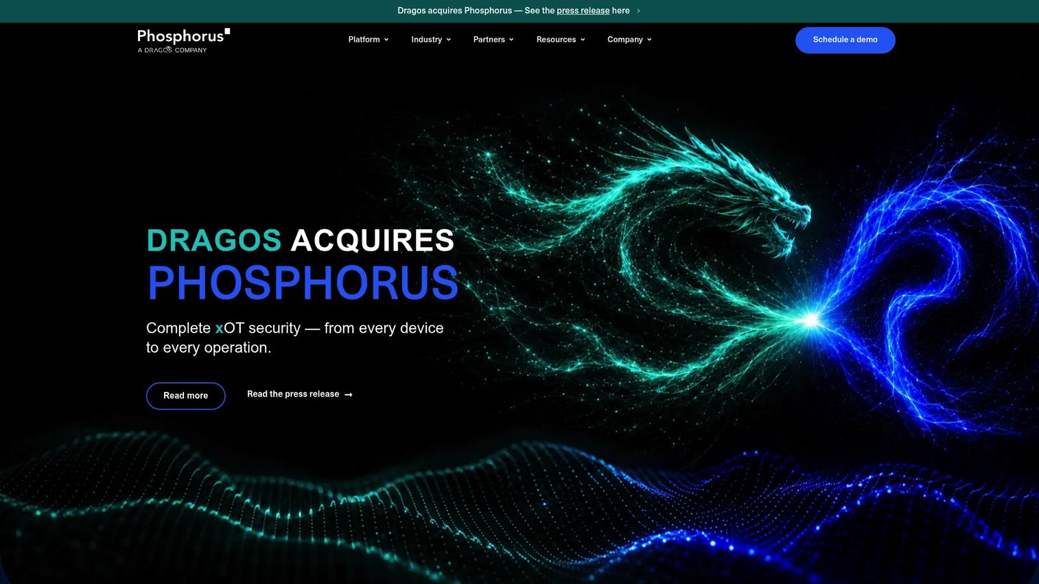 Phosphorus homepage showing xIoT security and device management platform