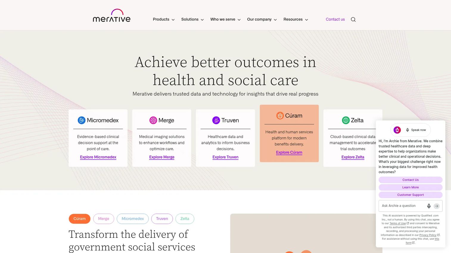 iConnect Enterprise Archive homepage showing Merative imaging portfolio