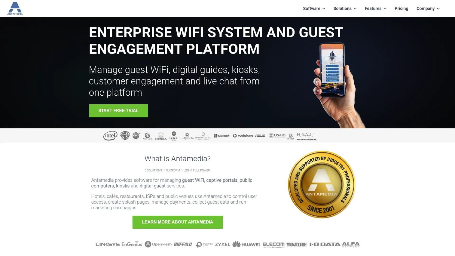 Antamedia Guest WiFi captive portal software dashboard