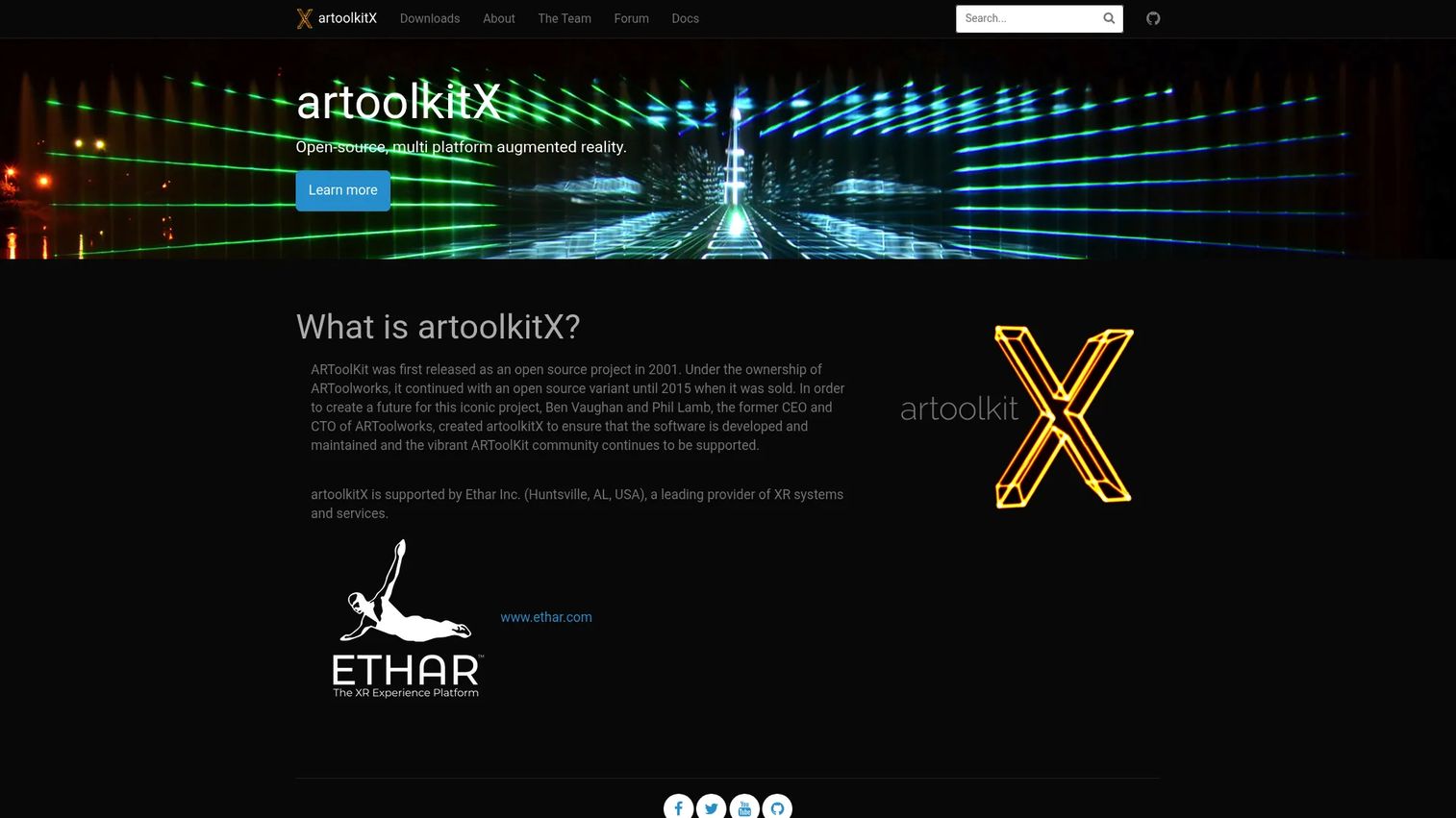 ARToolKit documentation showing open-source marker tracking for AR development