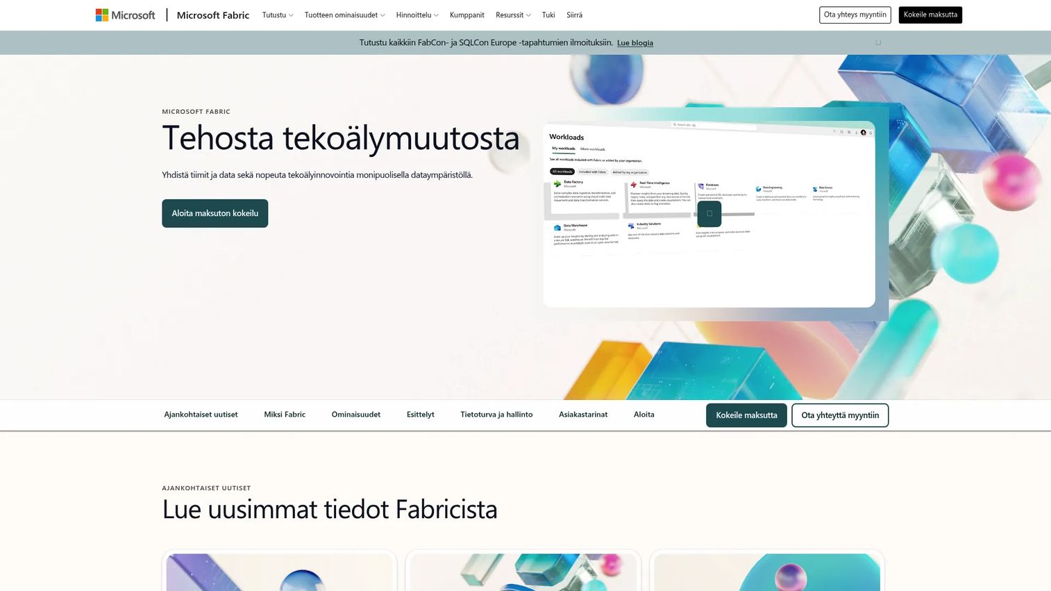 Microsoft Fabric analytics workspace