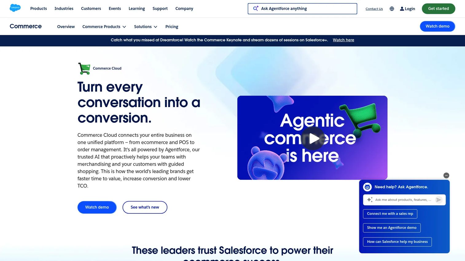 Salesforce Commerce Cloud mobile commerce dashboard