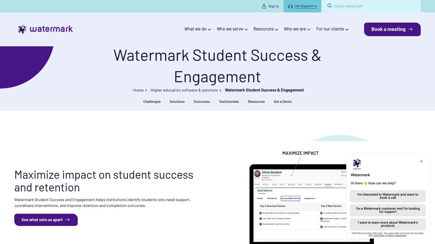 Watermark Student Success and Engagement platform for early alerts and intervention management.