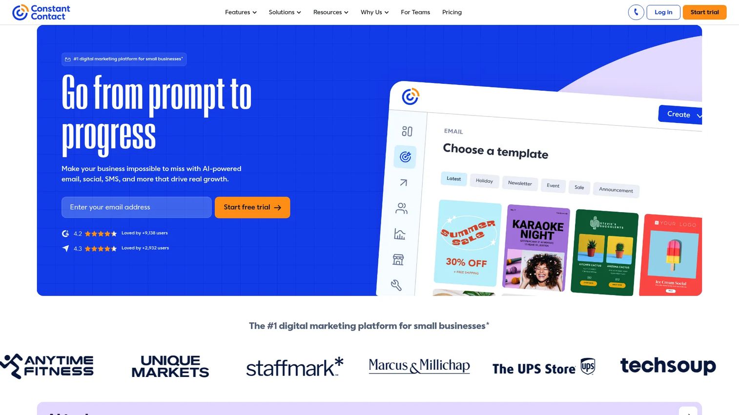 Constant Contact email marketing dashboard