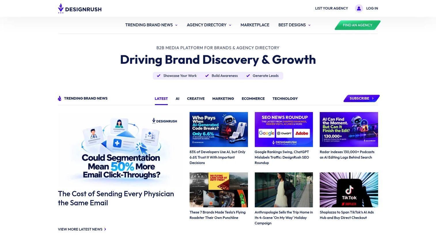 DesignRush agency directory and marketplace