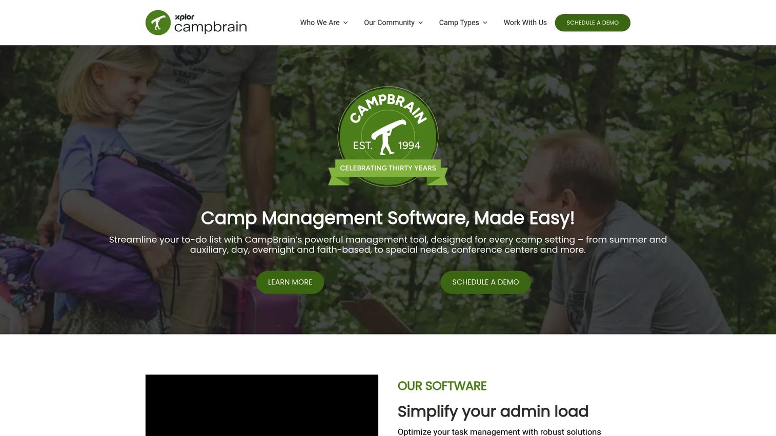 CampBrain camp management software dashboard for program registration