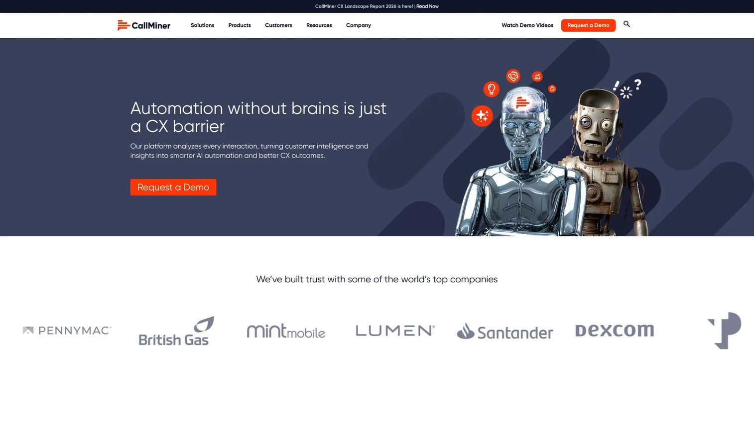 CallMiner homepage screenshot