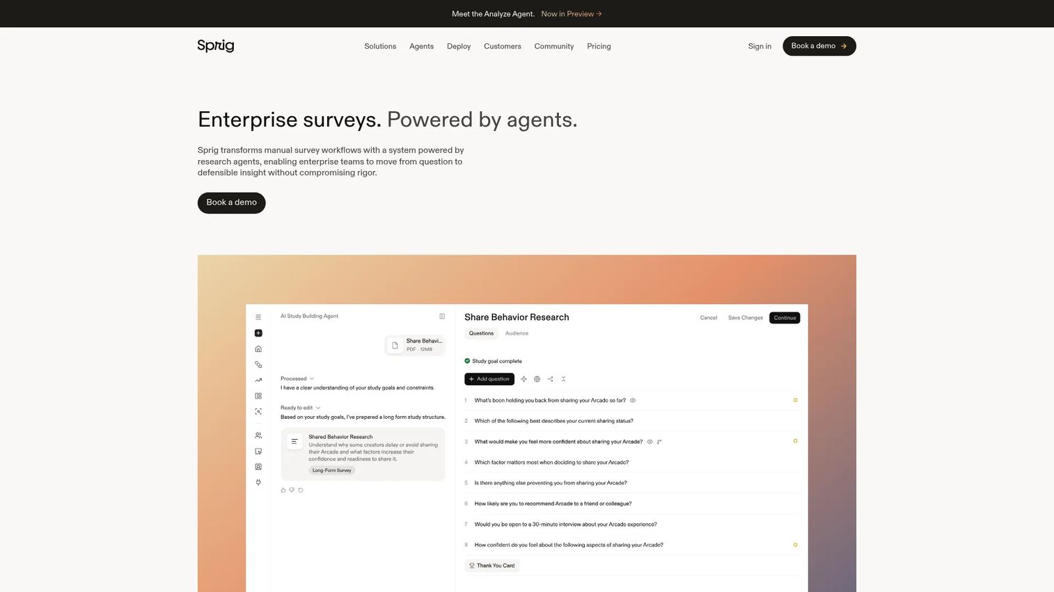 Sprig homepage screenshot