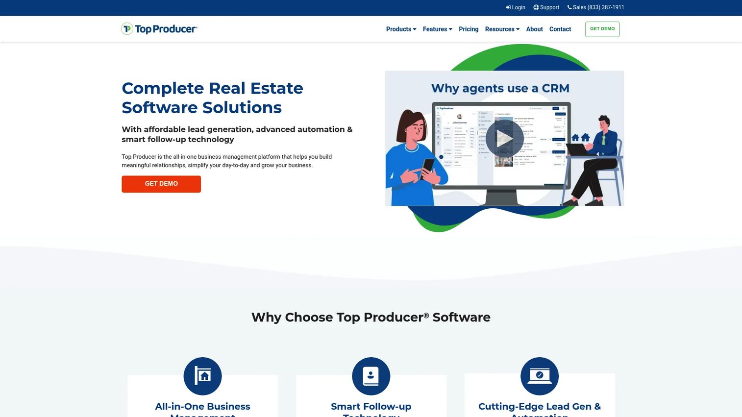 Top Producer real estate CRM dashboard for client relationship tracking