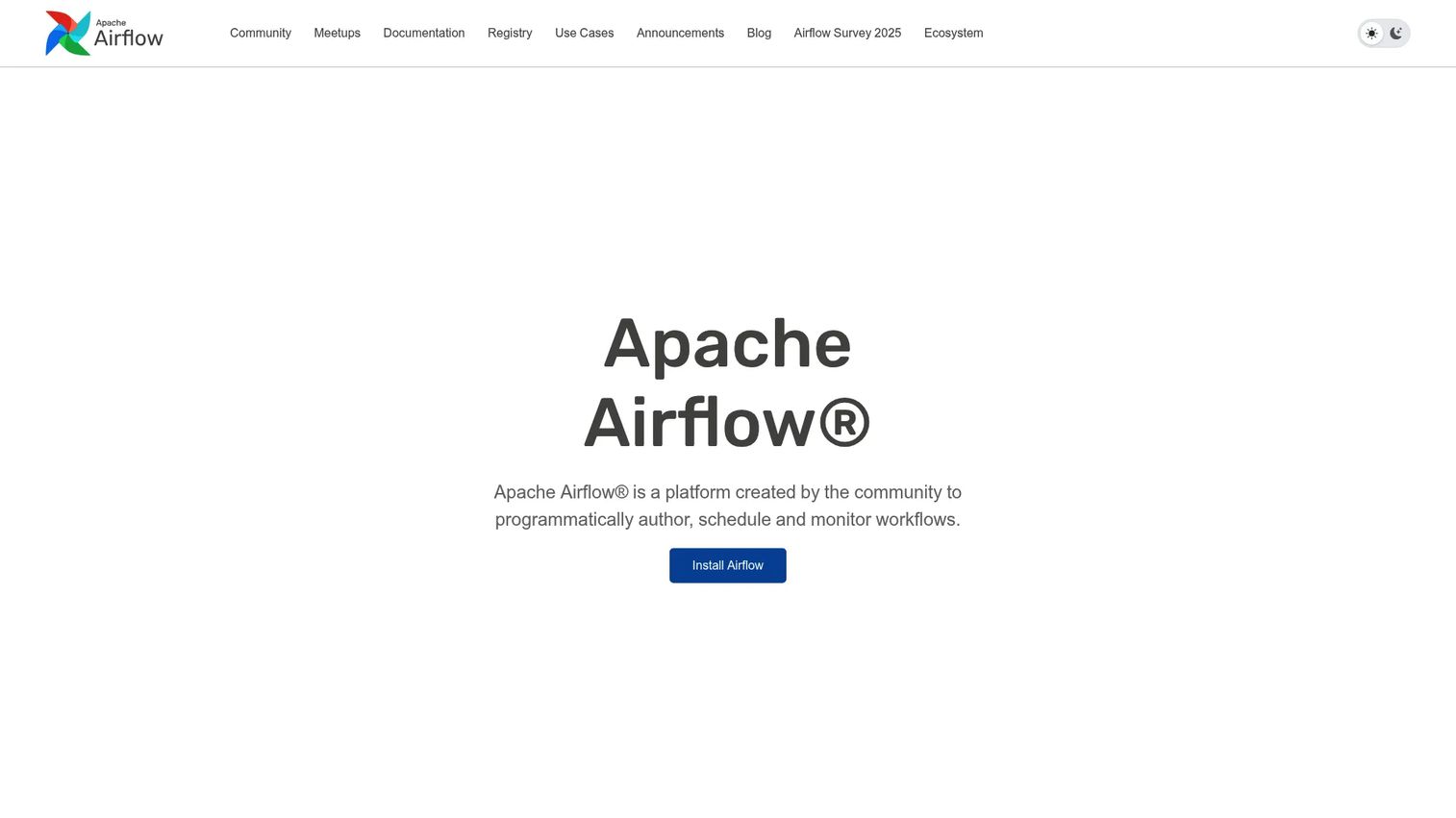 Apache Airflow DAG interface for scheduled data pipeline orchestration
