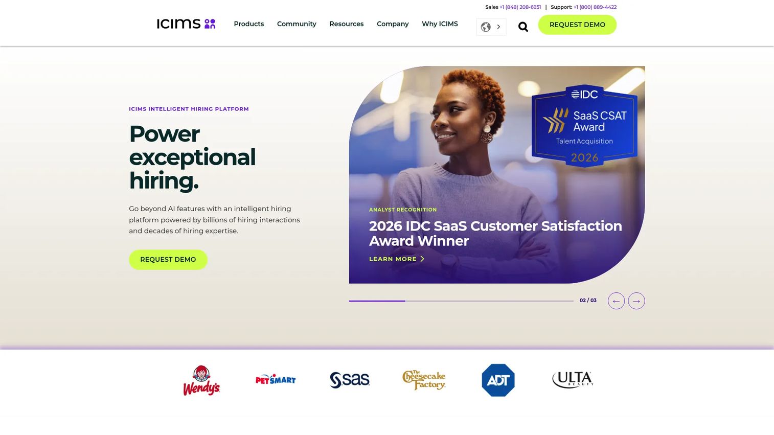 iCIMS homepage screenshot