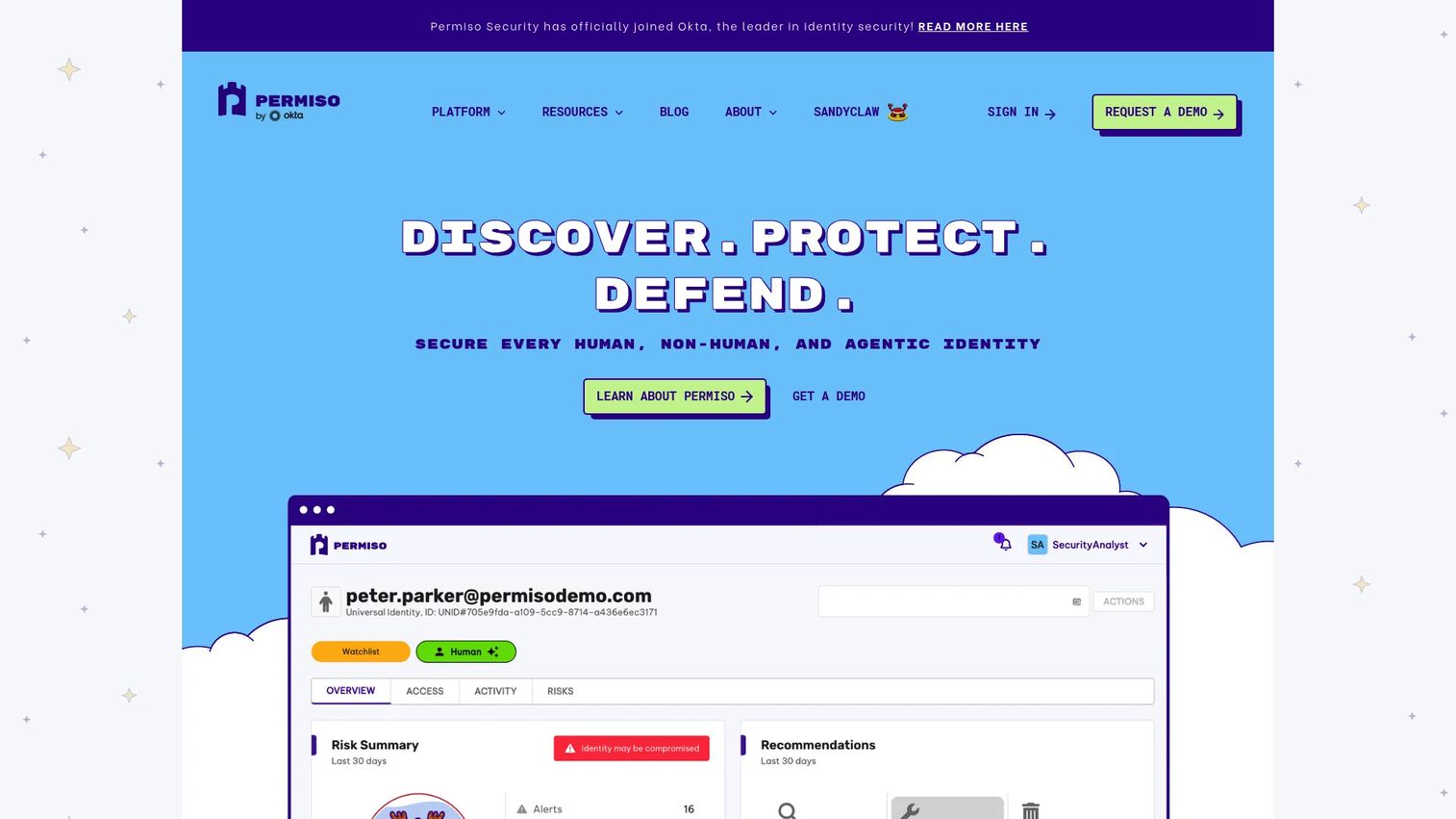 Permiso cloud identity threat detection dashboard