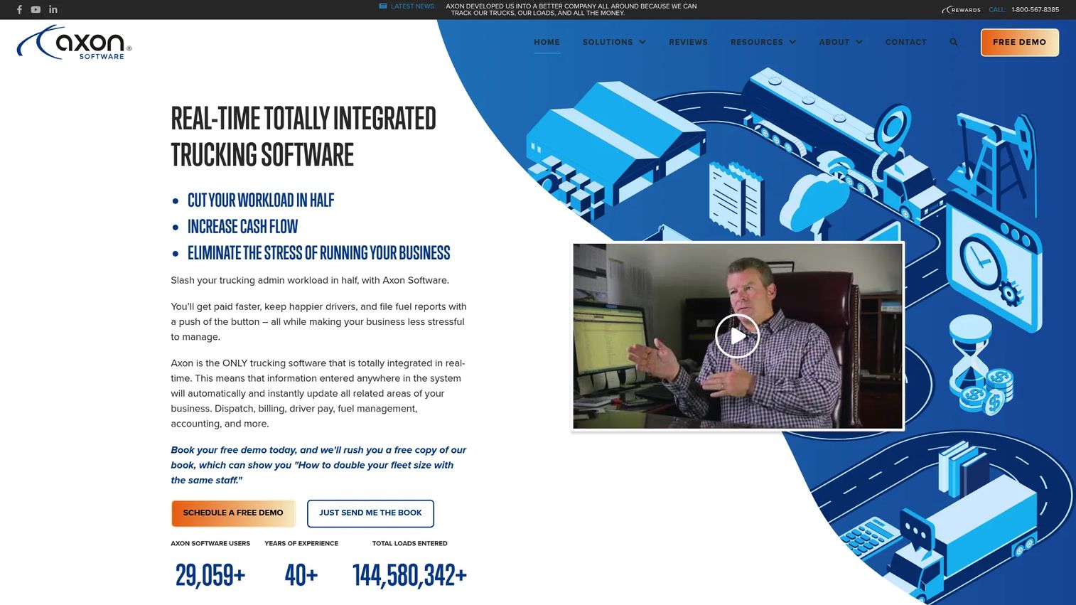 Axon Software transportation management system for carrier dispatch, accounting, and operational reporting