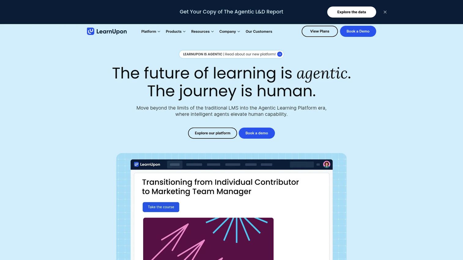 LearnUpon learning management system dashboard