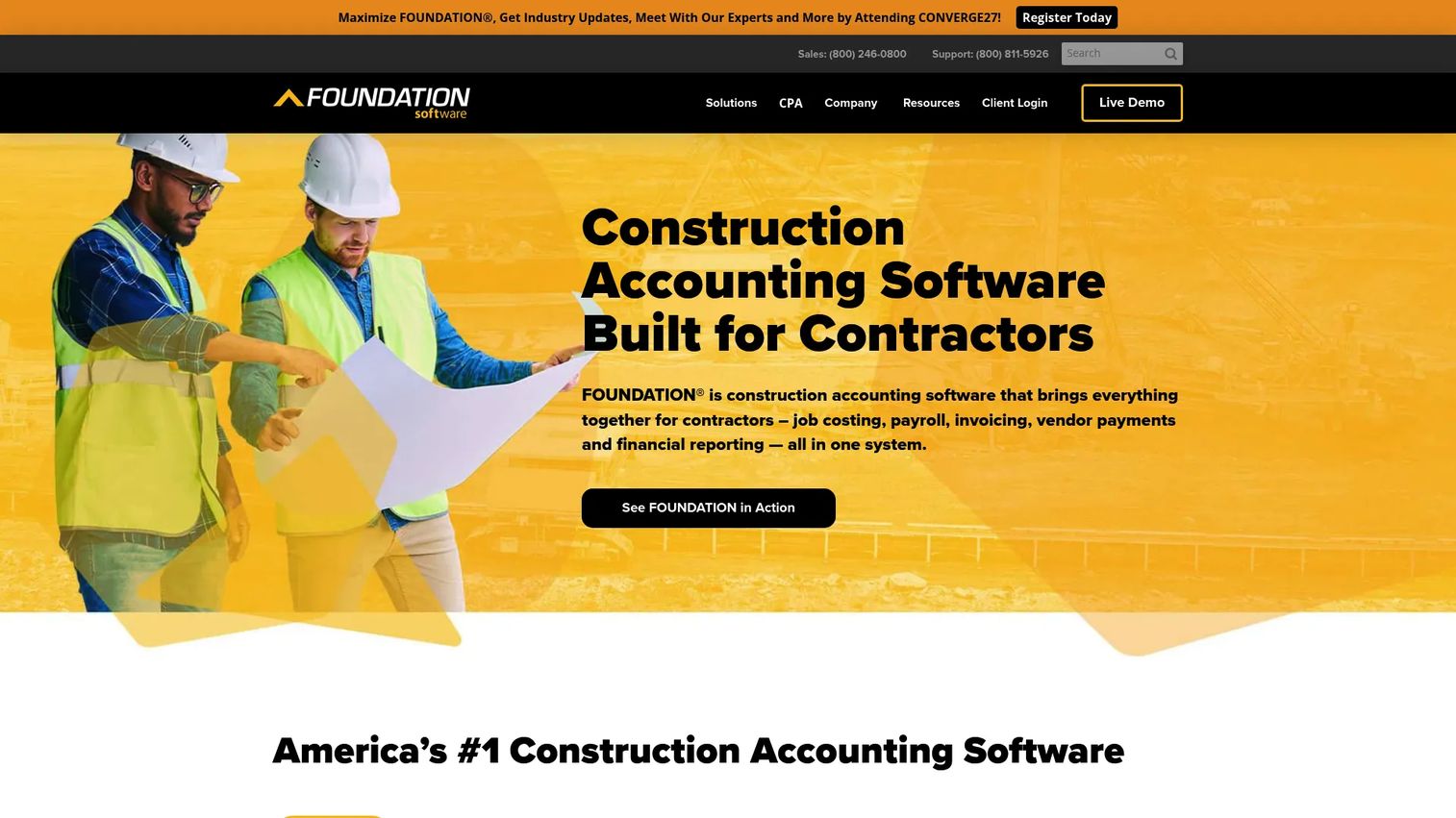 Foundation Software screen showing job-cost reports and contractor payroll data