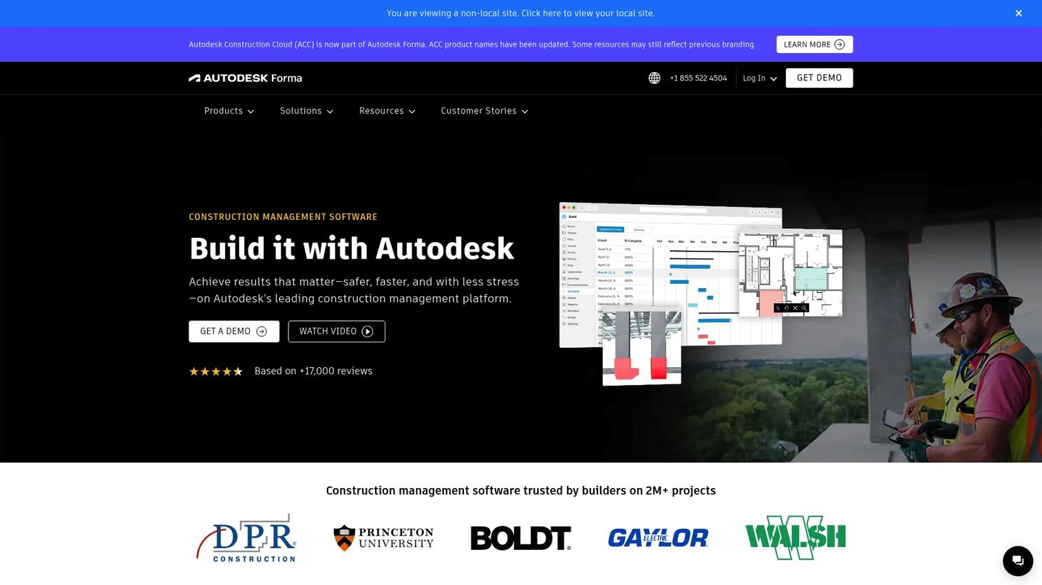 Autodesk Construction Cloud project management dashboard