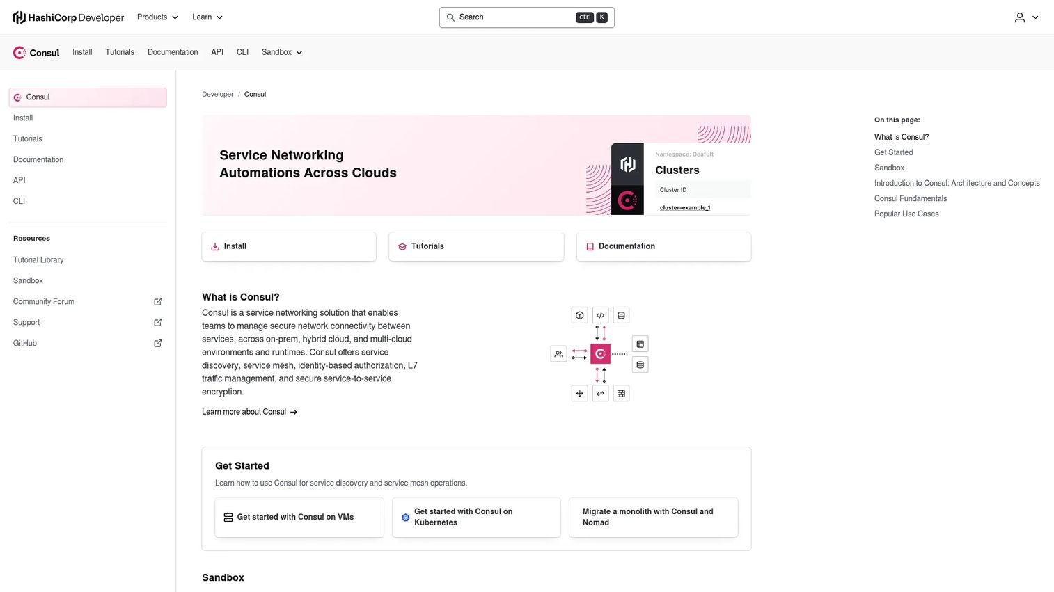 HashiCorp Consul multi-environment service discovery and networking homepage