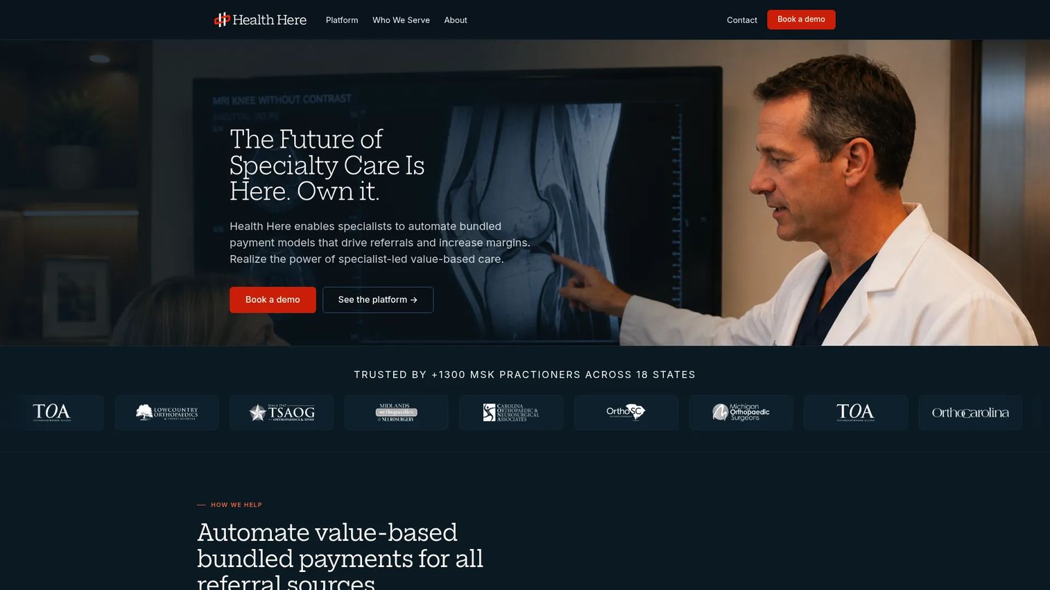 Health Here Qūb episodic payments dashboard for specialty-care bundled payment management