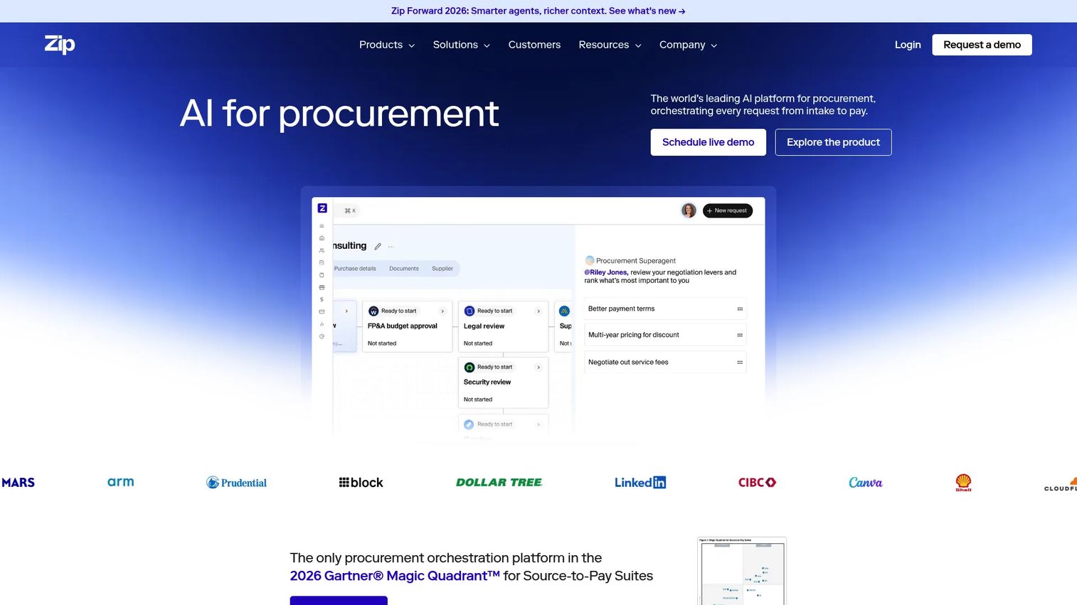 Zip homepage screenshot