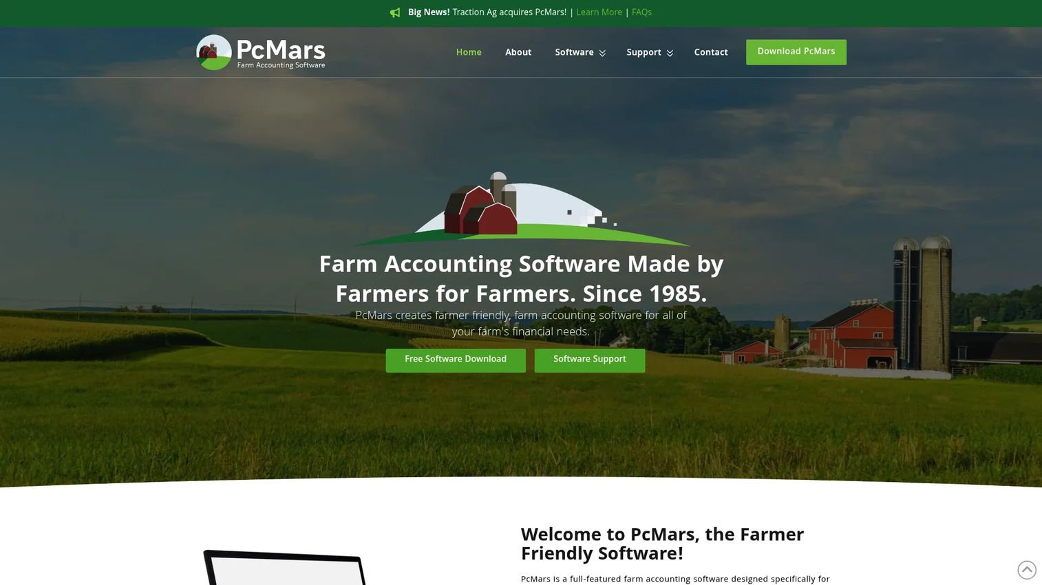 PCMars desktop farm accounting software interface.