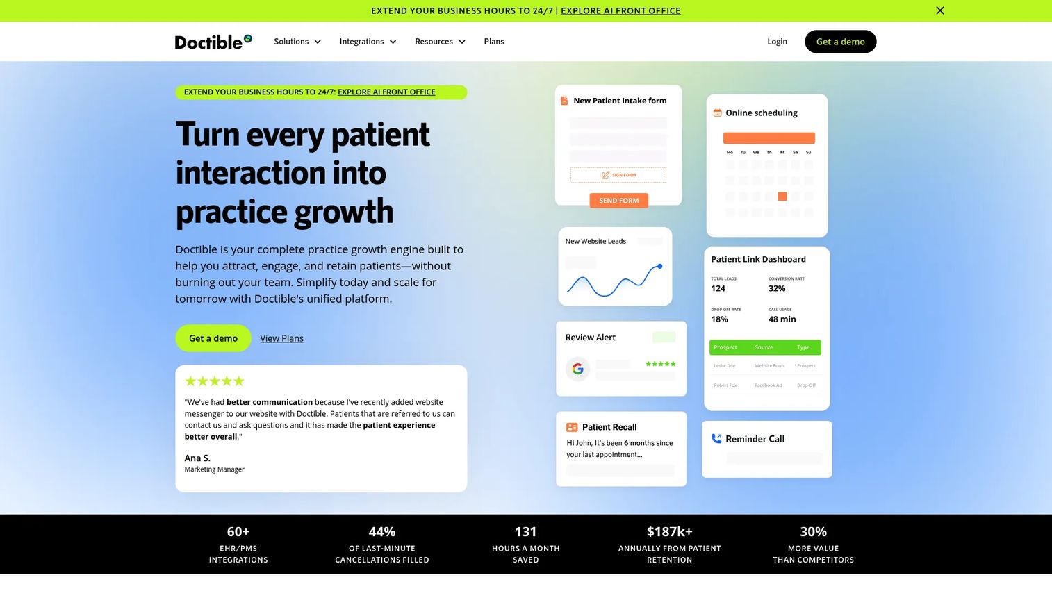 Doctible healthcare reviews and patient communication software