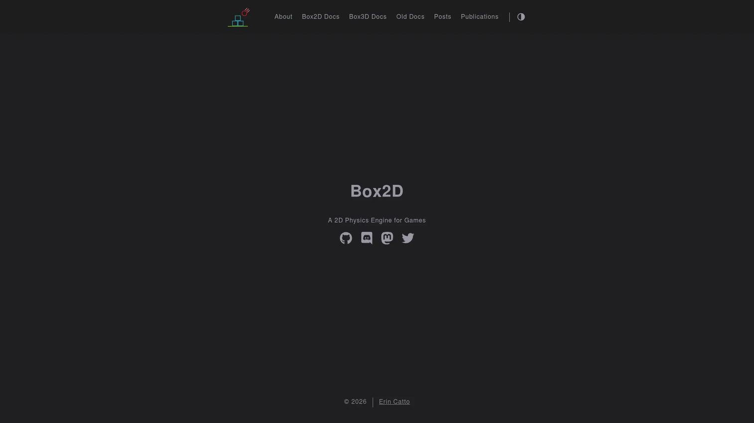Box2D homepage screenshot