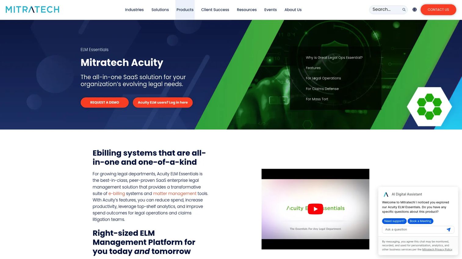 Acuity ELM Essentials core legal management for smaller teams