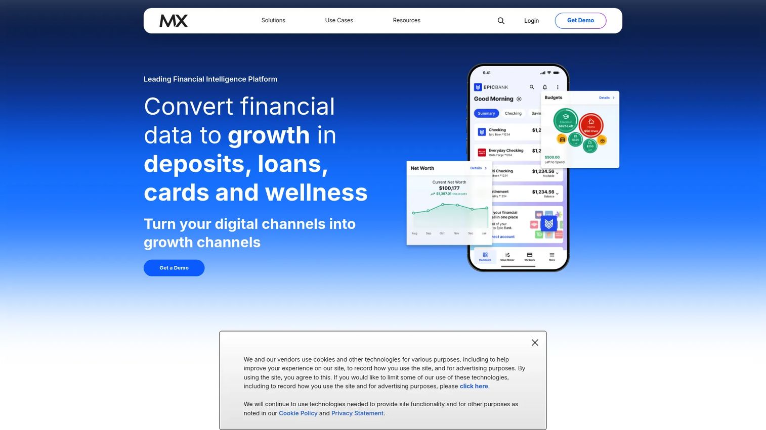 MX financial data platform dashboard