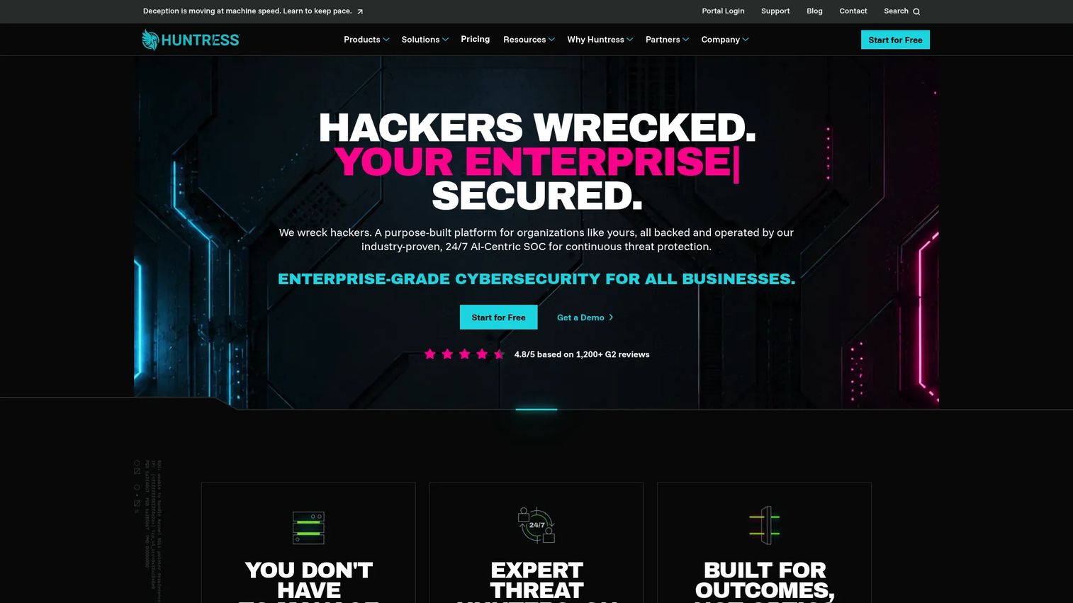 Huntress Managed EDR platform with 24/7 threat monitoring