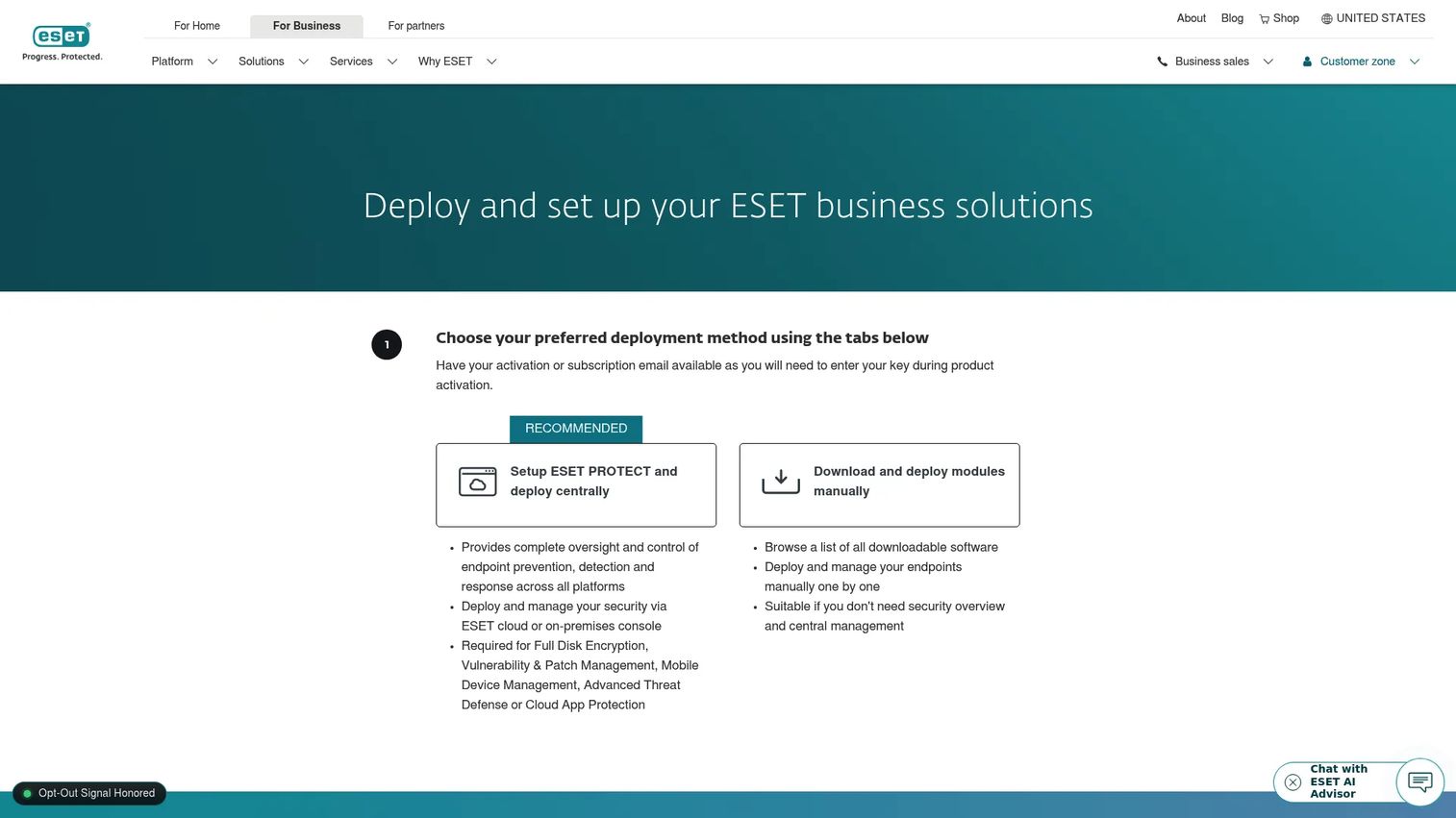 ESET Endpoint Security homepage screenshot