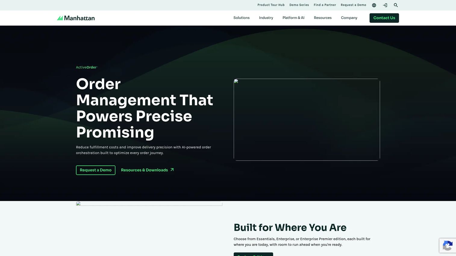 Manhattan Active Order Management homepage screenshot