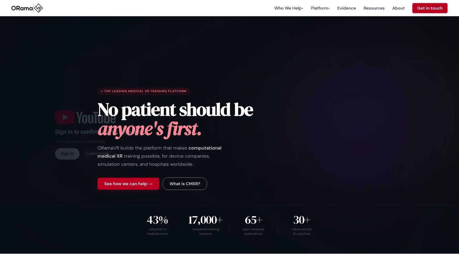 ORamaVR homepage screenshot