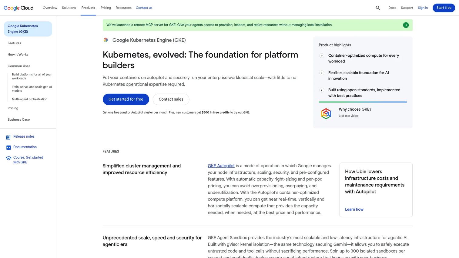 Google Kubernetes Engine cluster management dashboard
